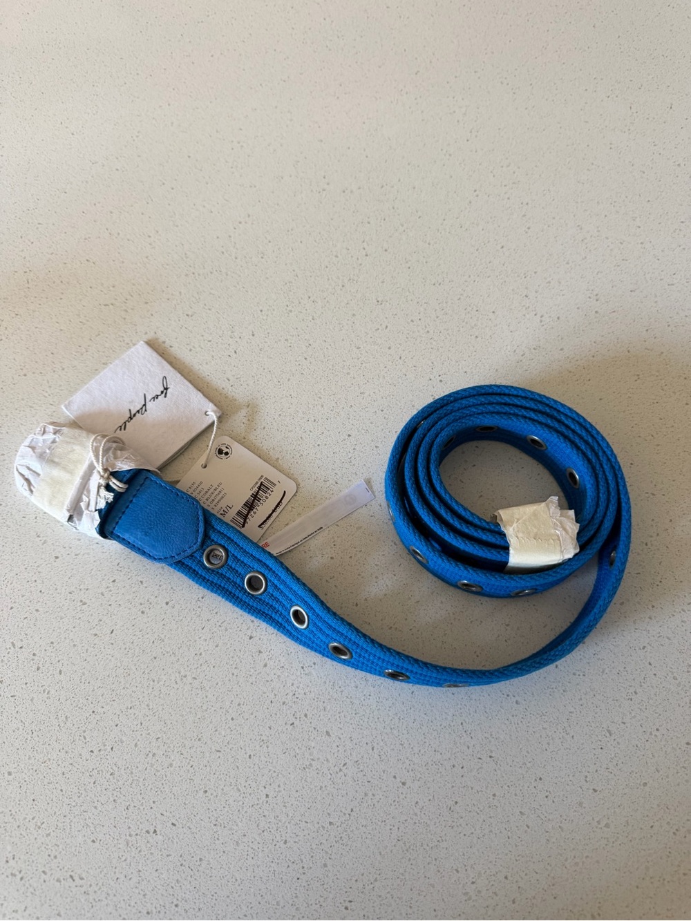 Free People Size M/L Retro 90s Y2K Grunge Avril Grommet Belt in Cobalt Blue NWT
